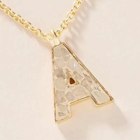 NWT anthro gold plated sterling silver monogram necklace - Picture 3 of 5